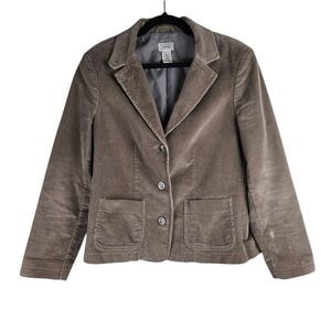 LL Bean Womens Corduroy Blazer‎ Size 10 Petite Western Office Bohemian Brown